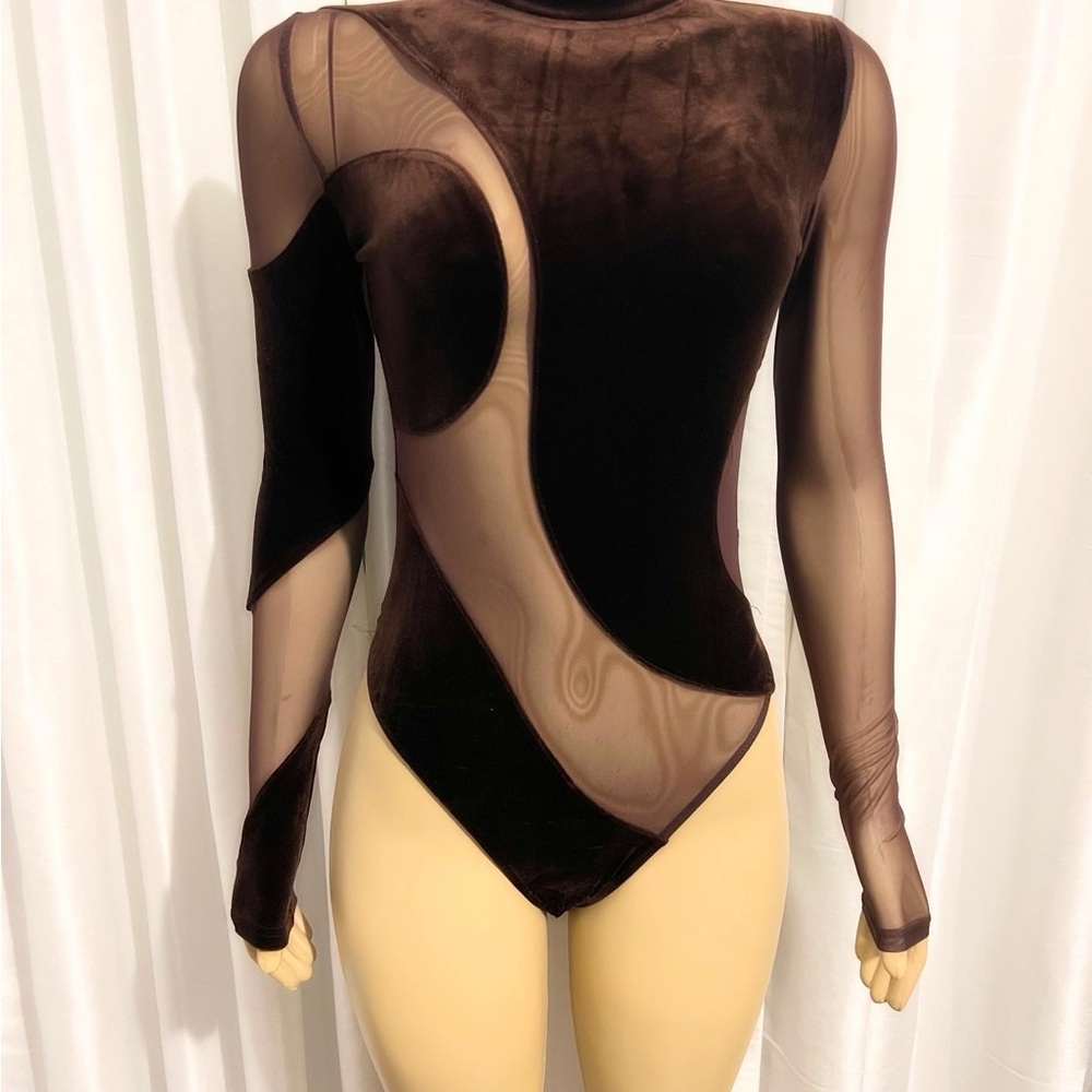 Elegant Brown Sheer Bodysuit